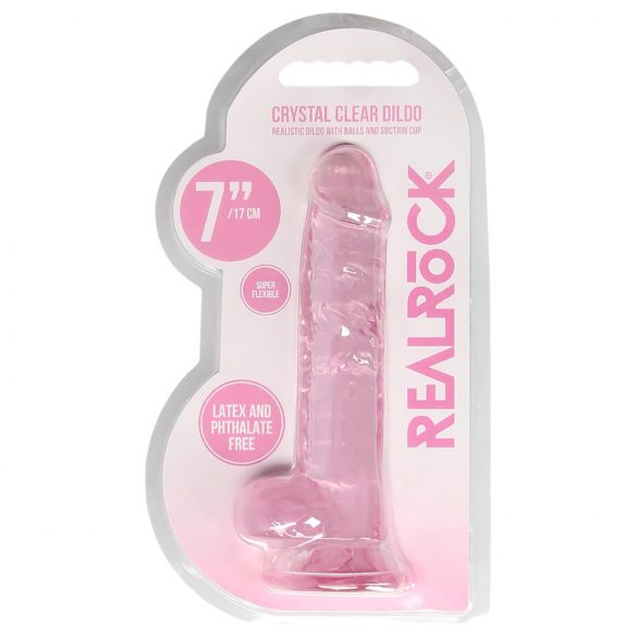 REALROCK - läbipaistev elutru dildos - roosa (17cm)