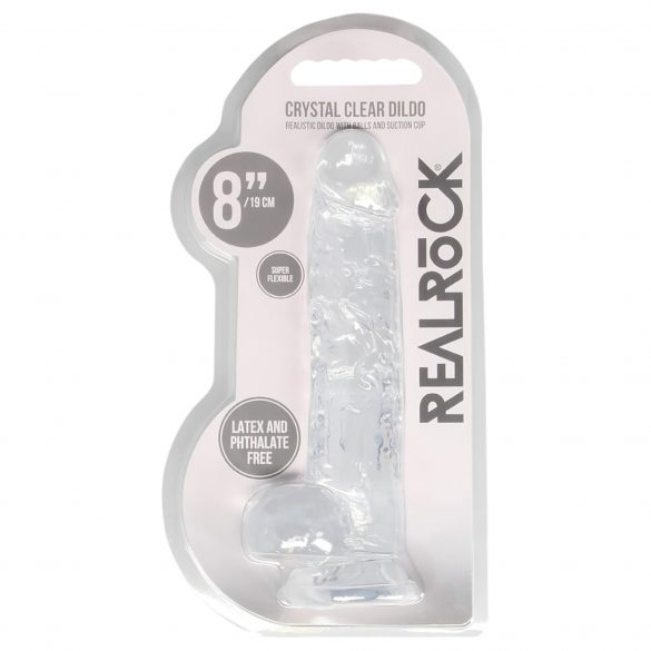 REALROCK - läbipaistev elutruu dildo - veeklaar (19 cm) 