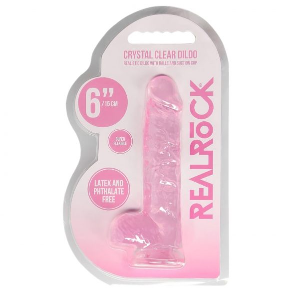 REALROCK - läbipaistev elutru dildo - roosa (15cm)