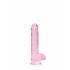 REALROCK - läbipaistev elutruu dildo – roosa (15 cm) 