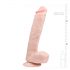 Easytoys - kinnitus alusega, munanditega suur dildo (26,5cm) - naturaalne