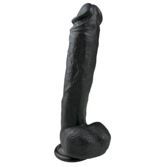 Easytoys - iminapaga, munanditega suur dildo (26,5cm) - must 