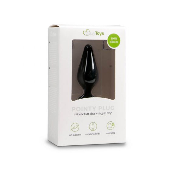 Easytoys Pointy Plug - haaramisõrmusega anaal-dildo - keskmine (must)