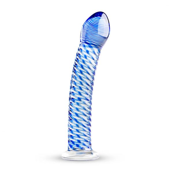 Gildo Glass No. 5 - spiraalne klaasist dildo (läbipaistev-sinine) 