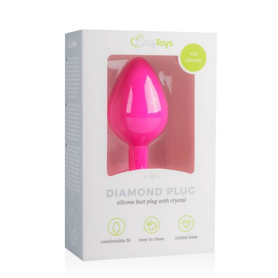 Easytoys Diamond - valge kiviga anaalne dildo (keskmine) - roosa