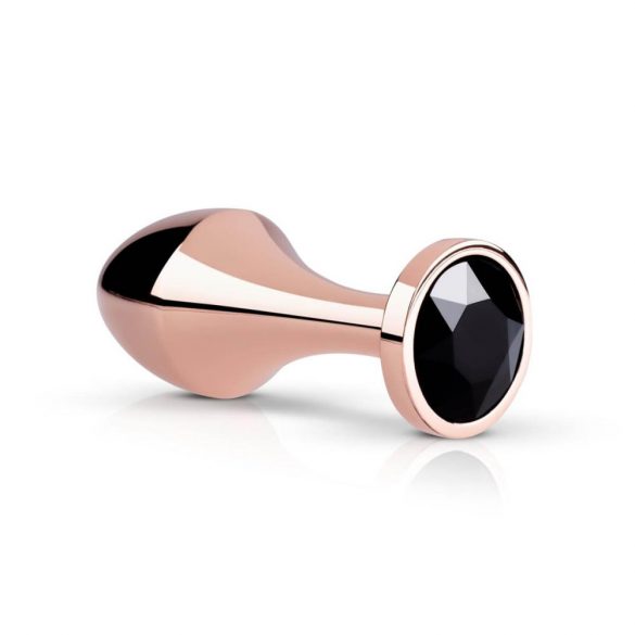 Rosy Gold Butt Plug - musta kiviga anaalidildo (roosakuldne) 