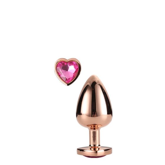 Särav Armastus - alumiiniumist anaal dildoga südamekujuline kiviga (roosakuld)
