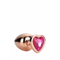   Särav Armastus - alumiiniumist anaal dildoga südamekujuline kiviga (roosakuld)