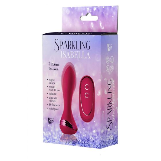 Sparkling Isabella - akutoitega, raadioga pumpatav anaalne vibraator (punane)