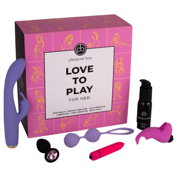 Pleasure Box Love to Play - vibraatorikomplekt - 6-osaline (roosa-lilla)