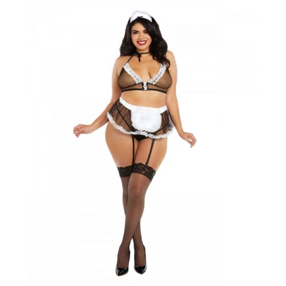 Dreamgirls Plus Size läbipaistev sexikas toatüdruk kostüüm (XL-XXL)
