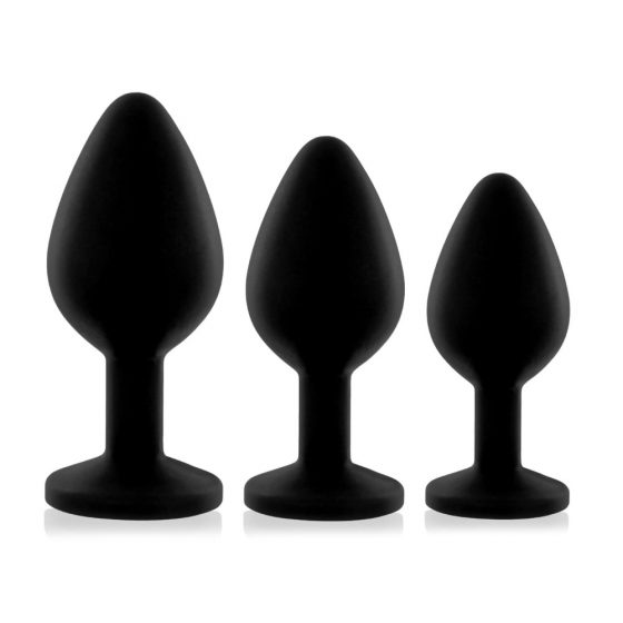 Rianne - 3-osaline silikoonist anaalkomplekt (musta)