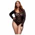 BACI Plus Size - pikkade varrukatega pitsist body - must (XL-XXL) 