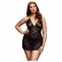 BACI Plussuuruses - kaelapaelaga pitsiline babydoll - must (XL-XXL) 