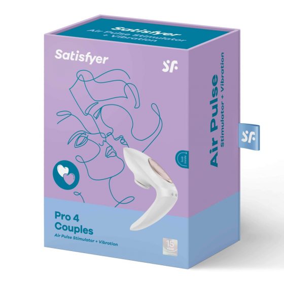 Satisfyer Pro 4 Couples - akukas õhulaine paarivibraator (valge)
