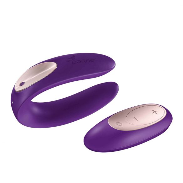 Satisfyer Double Plus Remote - juhtmeta, akutoitega paaridevibraator (lilla) 