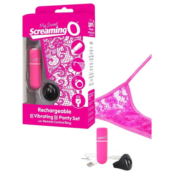 Screaming O Panty Set - aku, raadio vibratsiooniga stringid (roosa) S-L 