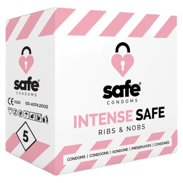 SAFE Intense Safe - ribidega-täppidega kondoom (5tk)