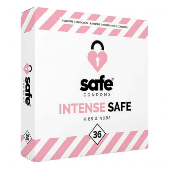 SAFE Intense Safe - Ribitud ja täpiline kondoom (36 tk) 