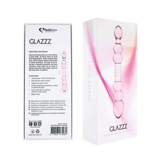 FEELZTOYS GLAZZZ Lucid Unistused - klaasist helmestega dildo (roosa)