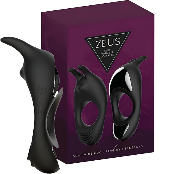 FEELZTOYS Zeus - akutoitega vibratsiooniga peeniserõngas (must) 