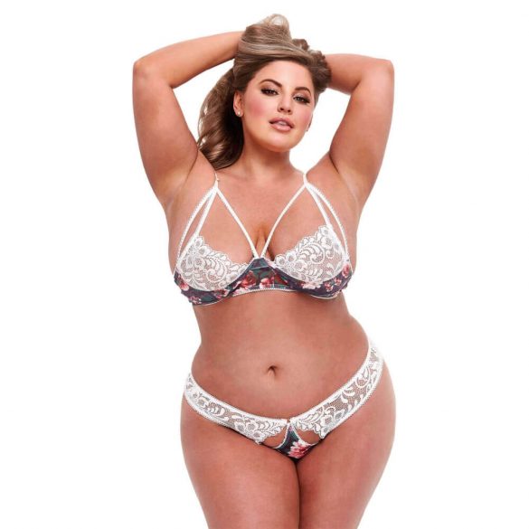 Baci Plus Size - lilleline pitsilise rinnahoidja ja tagant avatud aluspüksid 