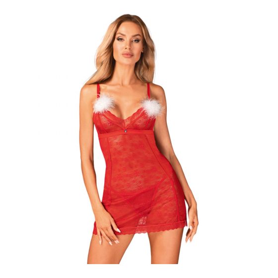 Obsessive Claussica – Jõulumemme babydoll stringidega (punane)